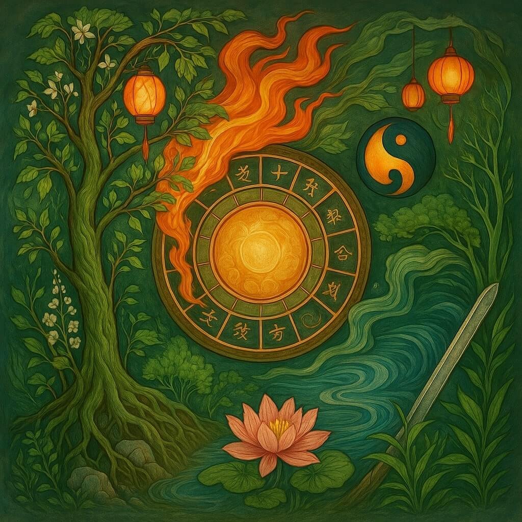 Bazi Four Pillars of Destiny chart with Eastern astrology elements